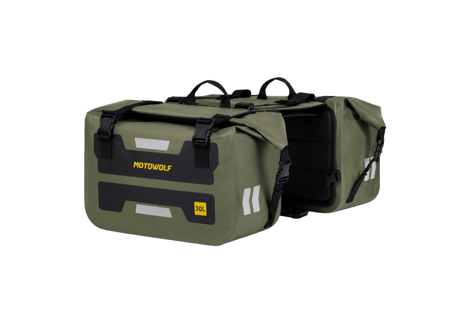 Alforja verde 30L 2 png Alforja Impermeable MOTOWOLF 30L