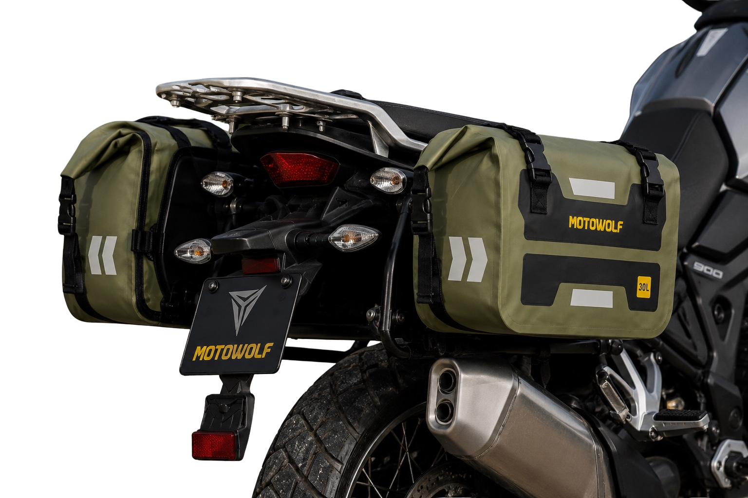 Alforja verde 30L 2 png Alforja Impermeable MOTOWOLF 30L