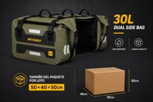 Alforja verde 30L 3 Alforja Impermeable MOTOWOLF 30L