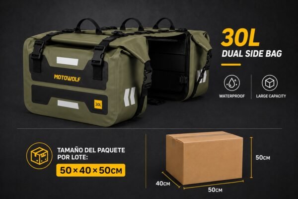 Alforja verde 30L 3 Alforja Impermeable MOTOWOLF 30L